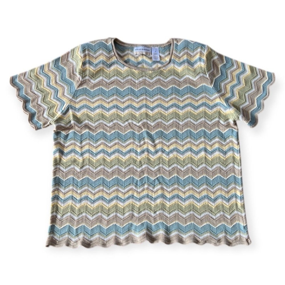 ALFRED DUNNER Multicoloured Chevron Knit Top Size 2X